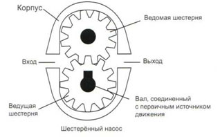 Элементы шестеренного насоса.